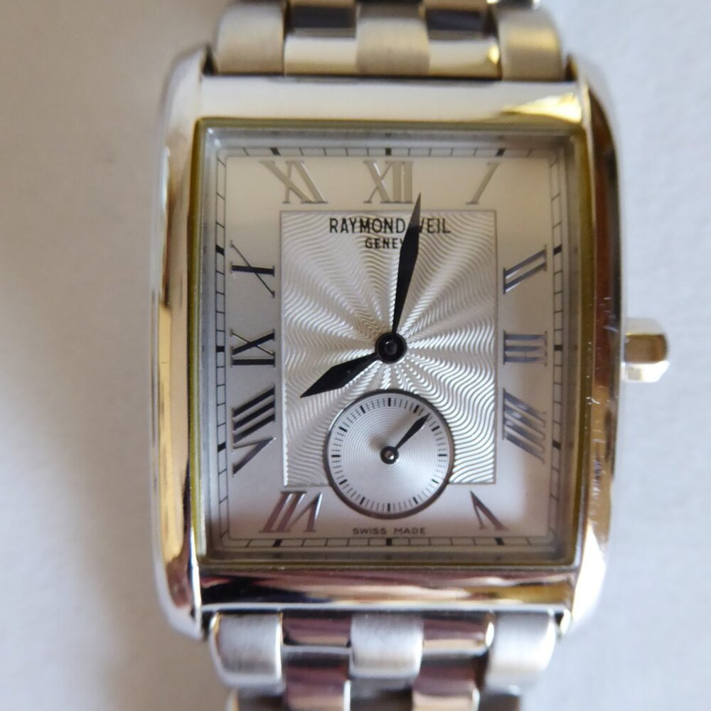VINTAGE NEW RAYMOND WEIL MENS 9874 TOSCA SILVER DIAL15 JEWEL SWISS TANK & WALLET - Picture 5 of 16